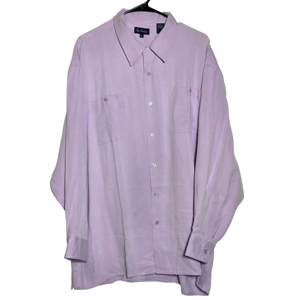 Paul Fredrick Mens Purple 100% Silk Button Long Sleeve Shirt XL Business Luxury